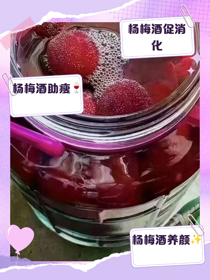用米酒浸泡杨梅酒的家庭制作过程特写，展示玻璃罐中杨梅与冰糖的层次_1
