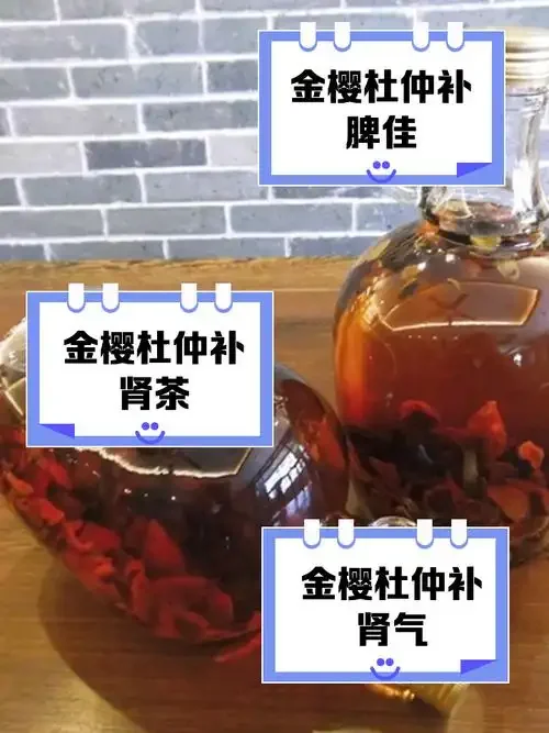 家庭自制灵芝杜仲泡酒展示：透明玻璃罐中浸泡着灵芝片和杜仲，色泽温润。_1