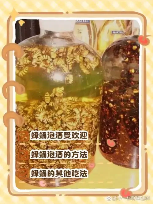 专业酿酒师工作台上的蜂子窝泡酒过程展示：透明玻璃罐中，金黄酒液浸泡着蜂子窝。_1