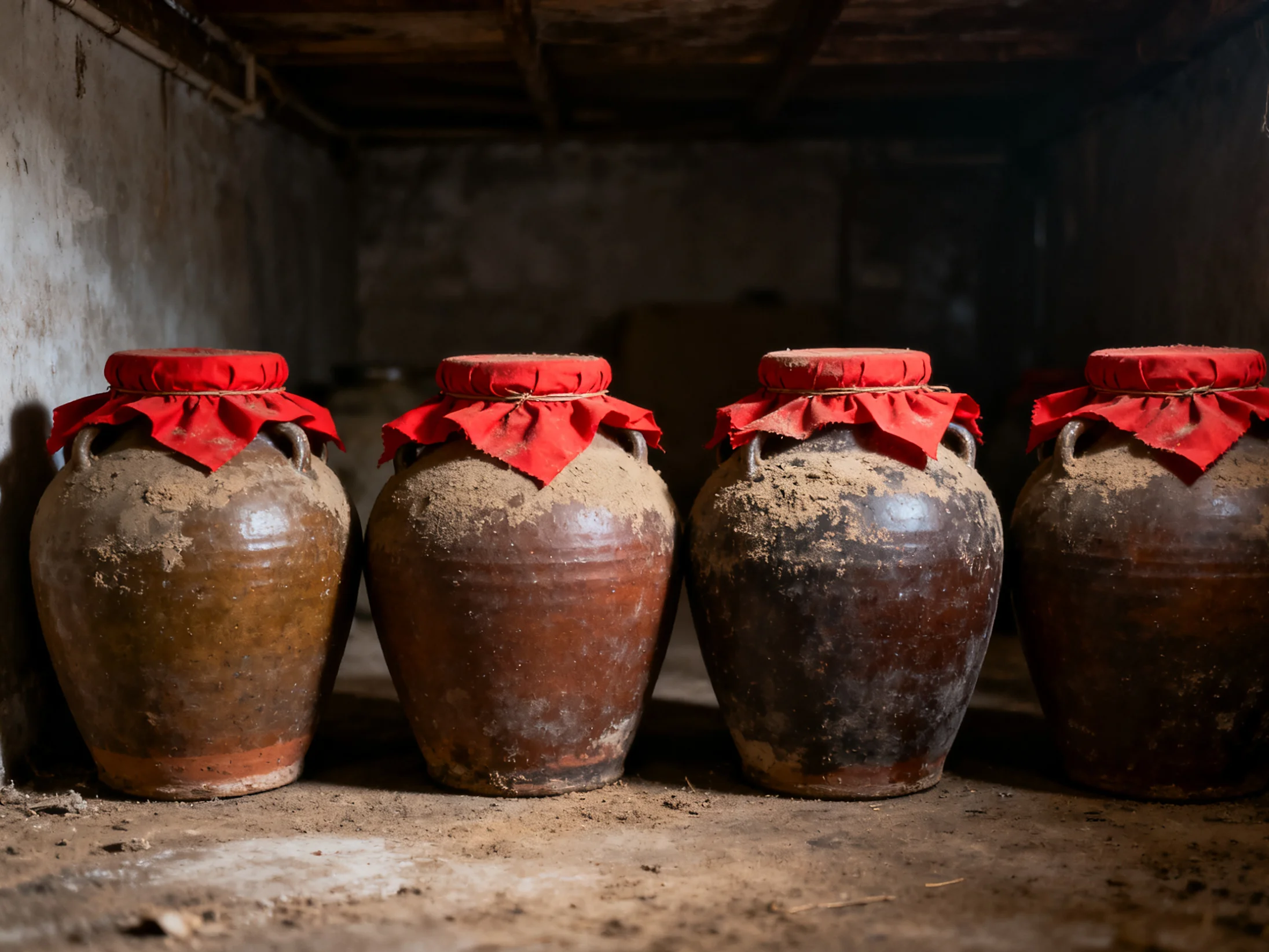 一坛正在陈酿的家庭自酿女儿红酒，旁边摆放着红枣、枸杞等原料，氛围温馨。_1