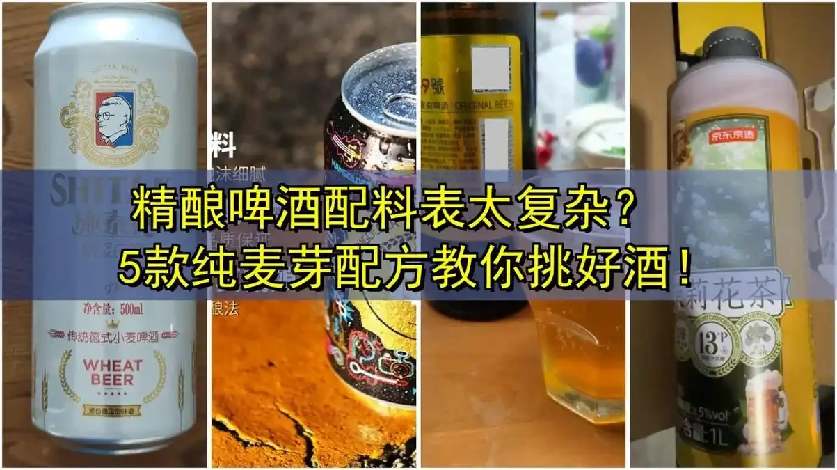 精酿啤酒配方所需原料与工具展示：包括多种麦芽、啤酒花、酵母、发酵罐及手写配方笔记。_1