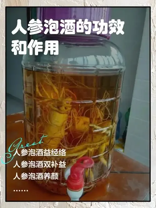 透明玻璃罐中浸泡的人参海马酒特写，酒液呈琥珀色，人参和海马清晰可见，旁边配有枸杞等辅材，整体画面专业而温馨。_1