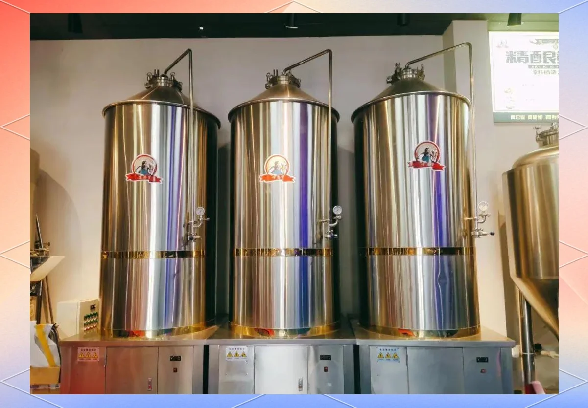 家庭自酿啤酒设备工作场景，展示了一套完整的不锈钢酿造系统_1