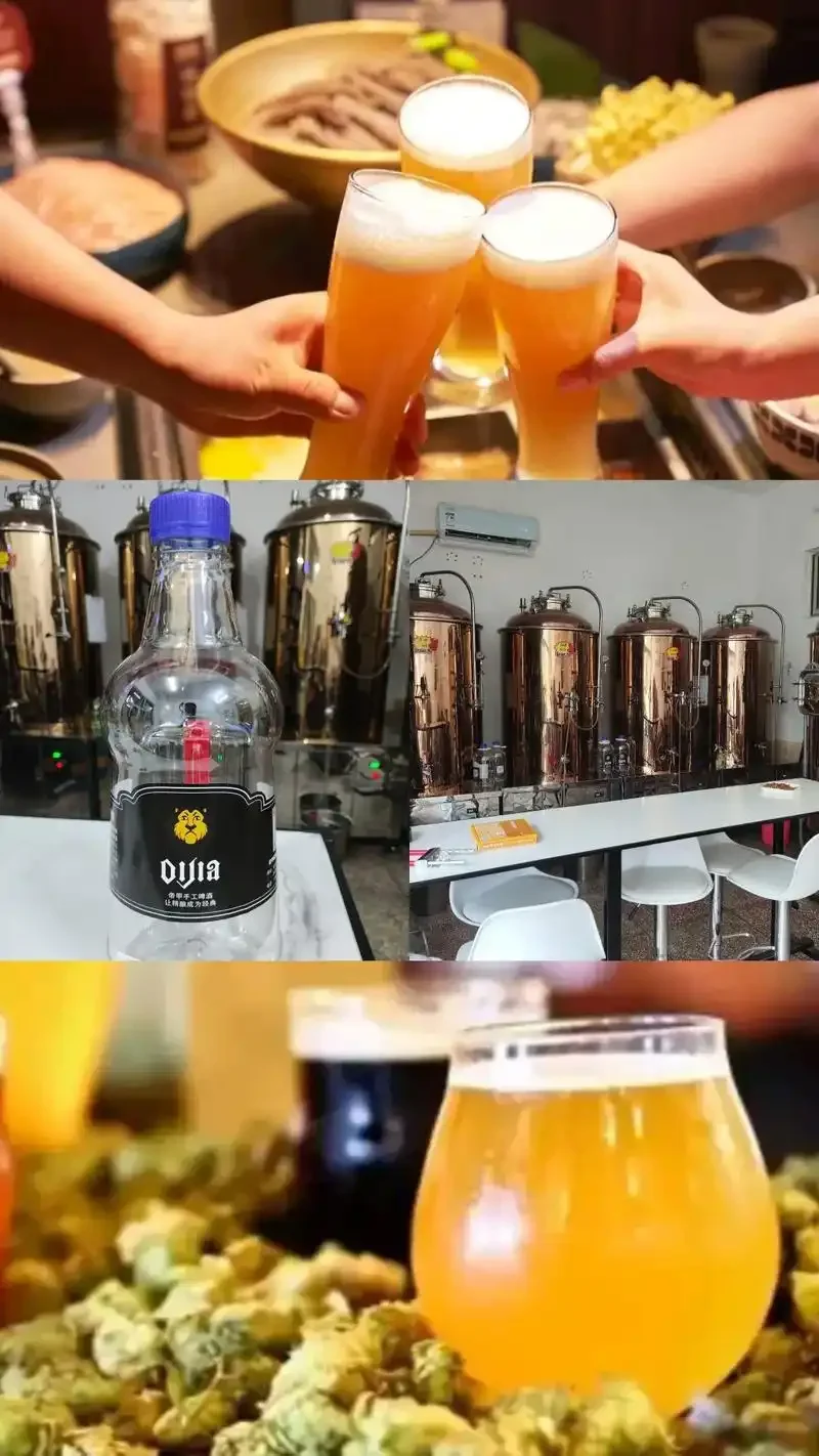 帝甲精酿啤酒酿造工作台特写：金色麦芽汁、酒花、酵母与专业设备_1