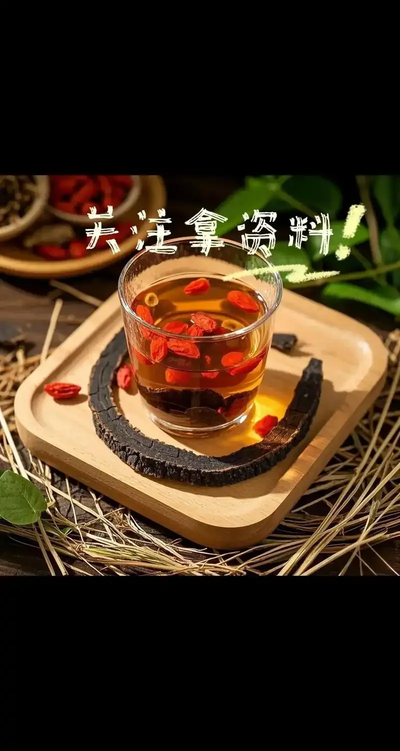 杜仲枸杞红枣泡酒成品展示：透明玻璃酒坛中琥珀色酒液浸泡着杜仲片、枸杞和红枣_1